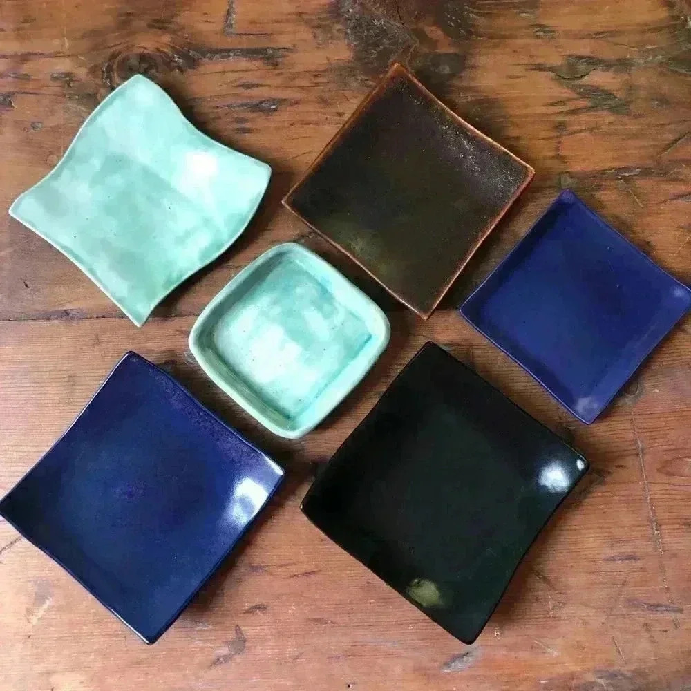 6 Handmade Ceramic Side Dish Plates 4.25"–5" - Picture 3 of 14